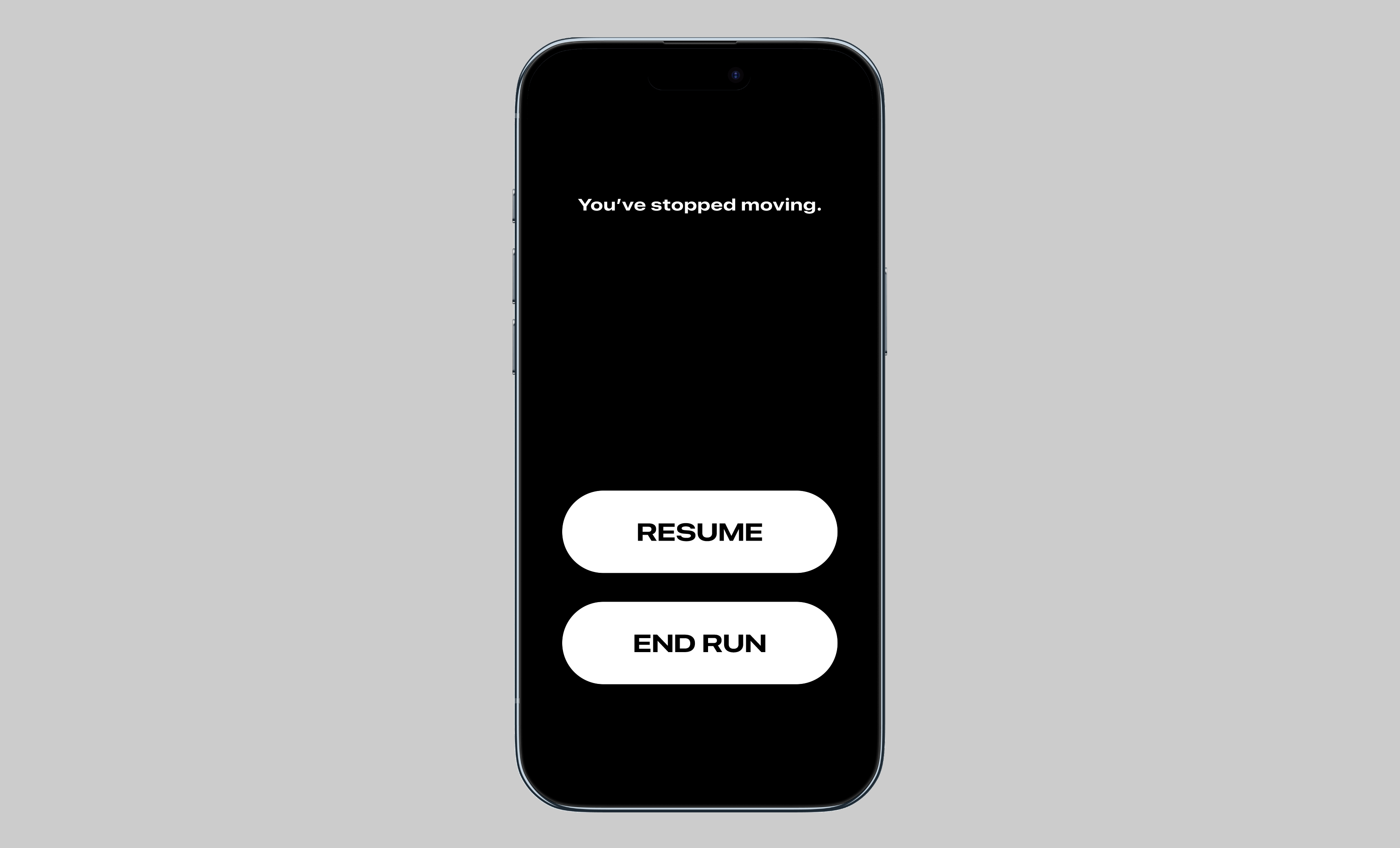 iRun paused run with Resume and End Run buttons